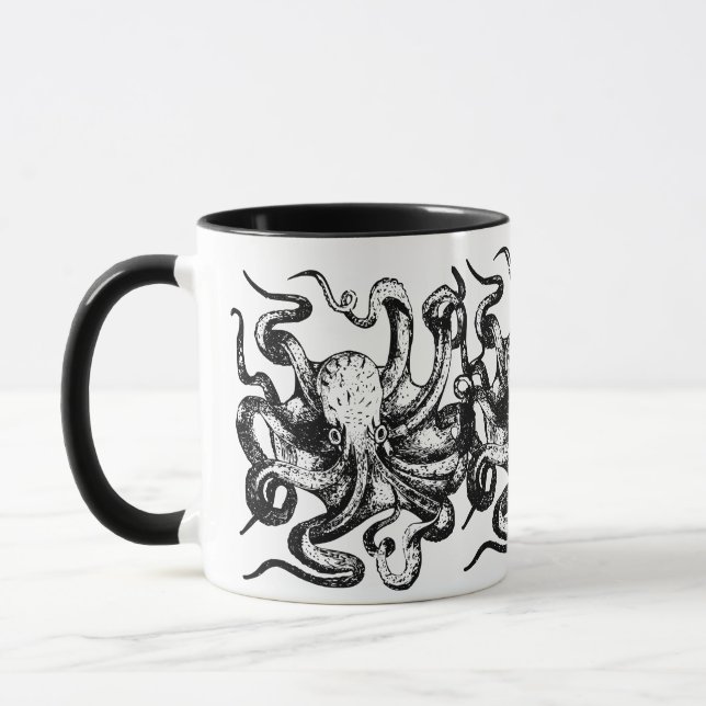 Vintage Black Octopus Tasse (Links)