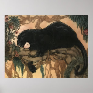 Vintage-Black-Panther-Katze Poster