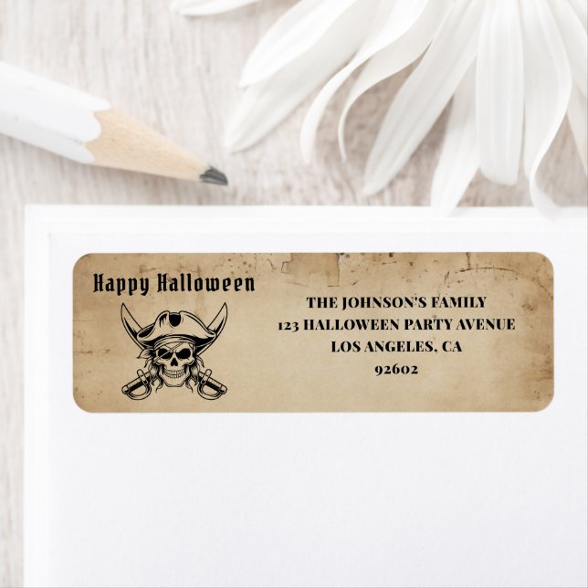 Vintage Black Pirate Skull Address (Insitu)