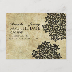 Vintage Black Queen Anne's Lace Save the Date Ankündigungspostkarte