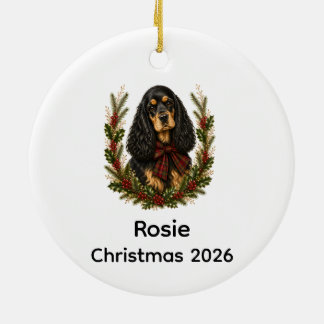 Vintage Black Tan Cocker Spaniel Weihnachten Keramik Ornament