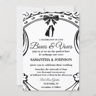 Vintage Black & White Bows Ribbons Hochzeit Einladung