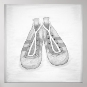 Vintage Black&White Fußballschuhe Poster