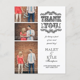 VINTAGE Black & White Thank You Foto Post Card Postkarte