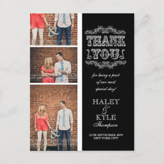 VINTAGE Black & White Thank You Foto Post Card Postkarte