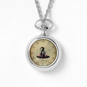 Vintage Black Witch Hat Gold Stars NecklaceEwatch Armbanduhr