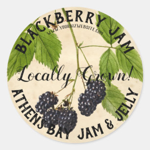 Vintage BlackBerry-Jam-Produktkennzeichnung Runder Aufkleber