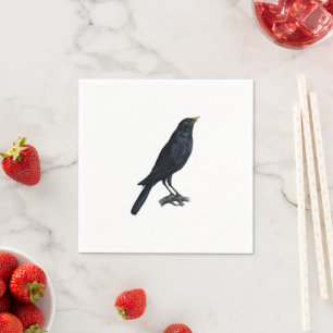 Vintage Blackbird Crow-Illustration Serviette