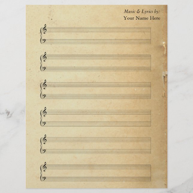 Vintage Blank Sheet Music Piano Staves (Vorderseite)