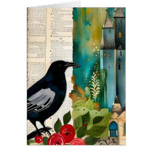 Vintage Blankenkarte für Black Bird Collage