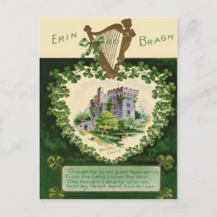 Vintage Blarney Castle Harfe von Erin St. Patrick' Postkarte