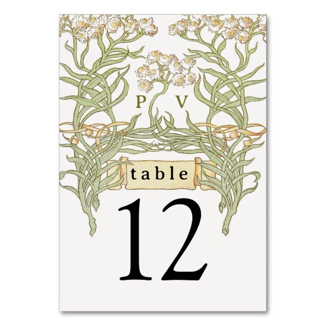 Vintage Bläserbanner-Tischnummer Tischnummer (Vorderseite)