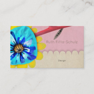 Vintage, blassrosa blaue Blume Visitenkarte
