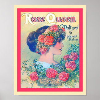 Vintage Blatt Musik Rose Königin Waltzes Cover Pri Poster