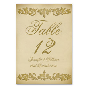 Vintage-Blatt-Rollen Hochzeitstisch-Nummer Tischnummer