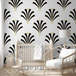Vintage Blätter Art Deco Palmetto aus den 20er Jah Tapete<br><div class="desc">Vintager Deko der 1920er Jahre inspirierte palmetto-Blätter Fächermuster in Schwarz mit Bronzebroakzenten.</div>