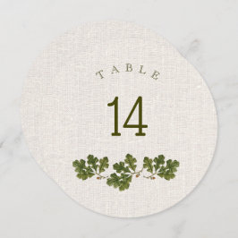 Vintage Blätter aus Eiche Burlap Texture Tischnumm Einladung