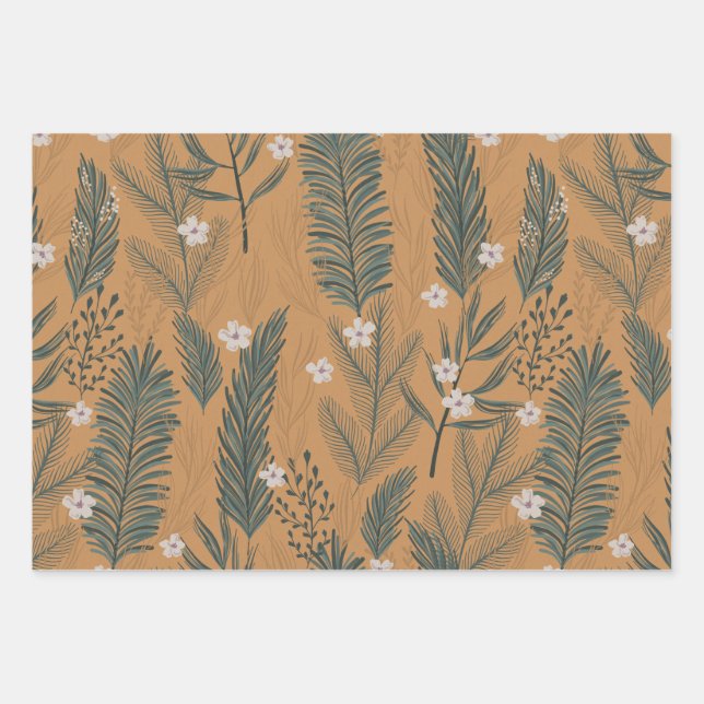 Vintage Blätter mit Blumenmuster und Abstraktem Um (Vorderseite)