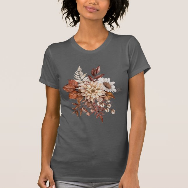 Vintage Blätter zur Blume im Herbst T-Shirt (Vorderseite)
