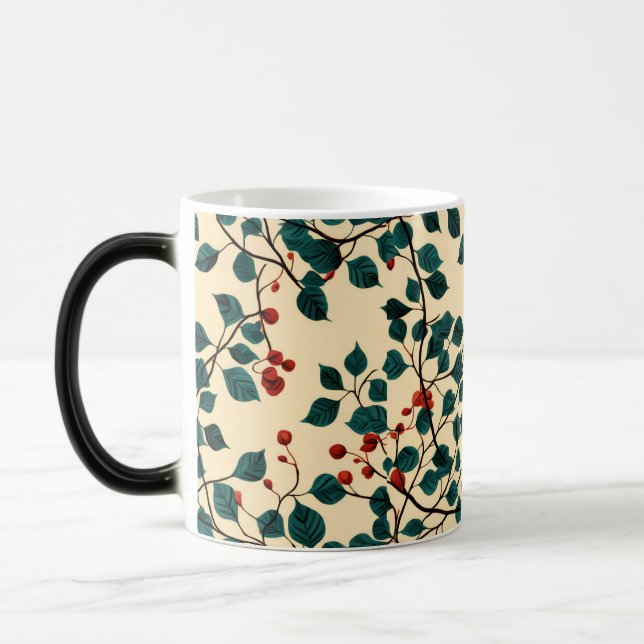 Vintage-Blattmuster-Mug-Design Verwandlungstasse (Links)