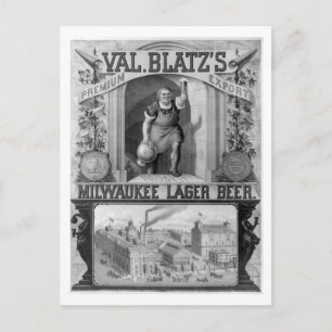 Vintage Blatz's Milwaukee Lagerbier Postkarte