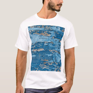 Vintage Blau: Alte Holzstruktur T-Shirt