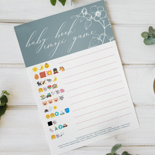 Vintage Blau Baby Shower Baby Buch Emoji Spiel Flyer