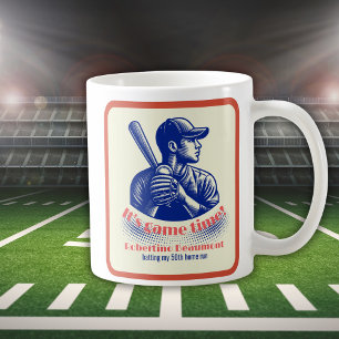 Vintage Blau Baseballspieler Herren 50. Geburtstag Kaffeetasse