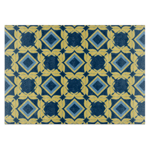 Vintage Blau & Creme Geometrisches Schneidbrett Schneidebrett