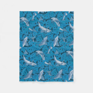 Vintage Blau Fische und Seetang: Art Nouveau Nauti Fleecedecke