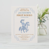 Vintage Blau Grauer Cowboy Erstes Rodeo 1. Geburts