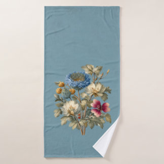 Vintage Blau & Rosa Blumenbad Badehandtuch