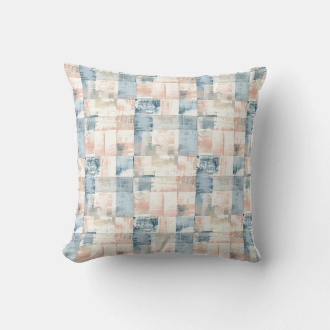 Vintage Blau & Rosé Malerei-Kissenhülle Kissen (Vorderseite)
