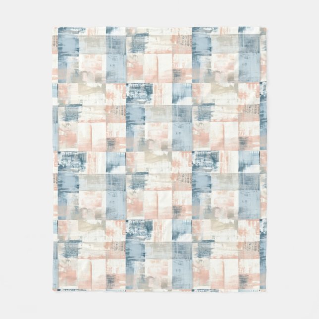 Vintage Blau & Rosé Malerisch Fleece-Decke Fleecedecke (Vorderseite)