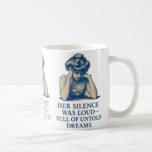 Vintage Blau-Tinten-Porträt – „Ihr Schweigen war l Kaffeetasse