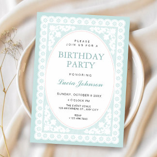 Vintage Blau Toile Geburtstag Einladung