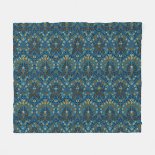 Vintage Blau Türkis William Morris Herbstblumen Fleecedecke