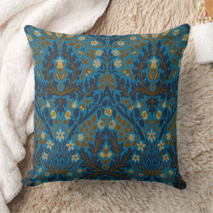 Vintage Blau Türkis William Morris Herbstblumen Kissen