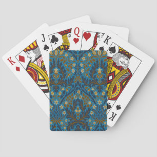 Vintage Blau Türkis William Morris Herbstblumen Spielkarten