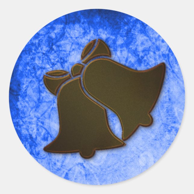 Vintage Blau- und Braunglocken Hochzeitsfeiern Sie Runder Aufkleber (Vorderseite)