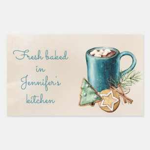 Vintage Blau und Kraft Selbstgemachte Bäckerei Rechteckiger Aufkleber