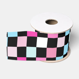 Vintage Blau- und Rosa-Karuomuster Ripsband
