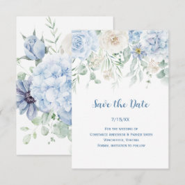 Vintage Blau-weiße florale Save-the-Date-Karte Save The Date