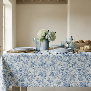 Vintage Blau Weiße Florale Toile Elegant Tischdecke