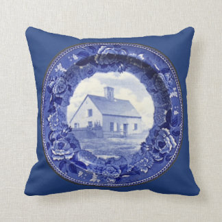 Vintage Blau-weiße Nantucket Oldest Plate Kissen