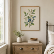 Vintage Blaubeer-Botanik-Kunstprint