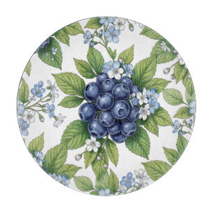 Vintage Blaubeerblüten Botanisches Muster Schneidebrett