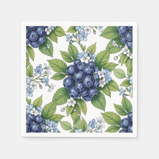 Vintage Blaubeerblüten Botanisches Muster Serviette