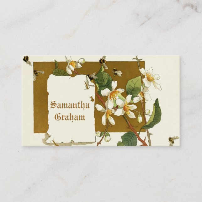 Vintage Blaubeere-Blume Visitenkarte (Vorderseite)