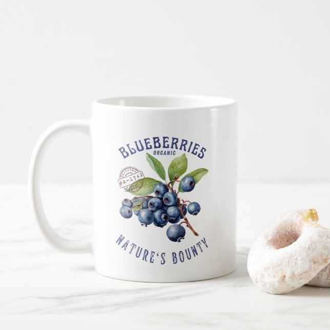 Vintage Blaubeere – Botanisches Obst Kaffeetasse (Mit Donut)